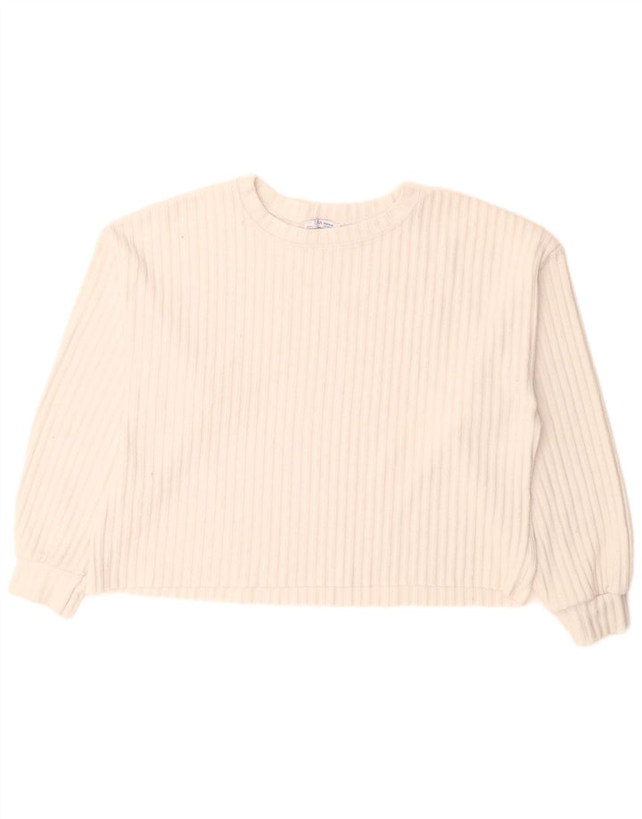 Zara Suéter De Cuello Redondo De Gran Tamaño para Mujer UK 14 Medium White