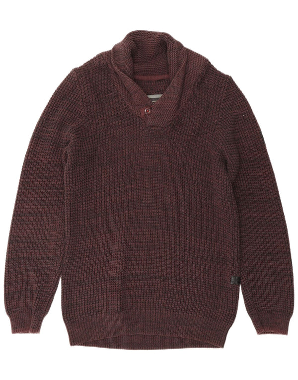 G-Star Mens Shawl Neck Jumper Sweater 2XL Maroon Cotton