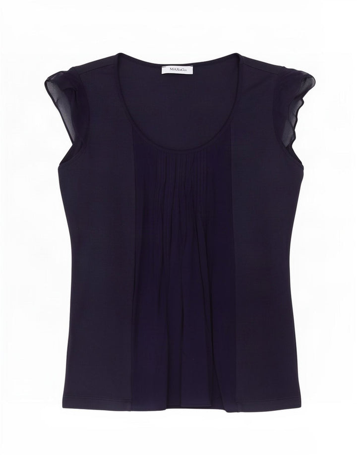 Max & Co. Blusa para mujer Top UK 12 Medium Azul marino