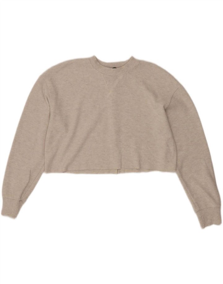 Zara Mujer Blusa Corta Top UK 44 Medio Beige