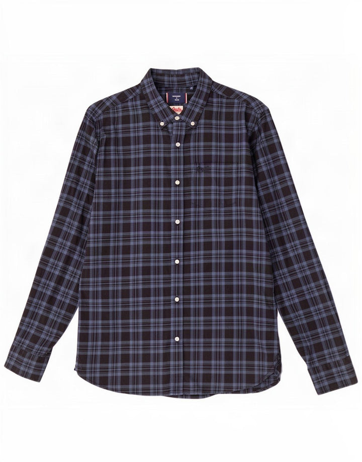 Superdry Camisa De Franela De Algodón A Cuadros Azul Marino Mediano