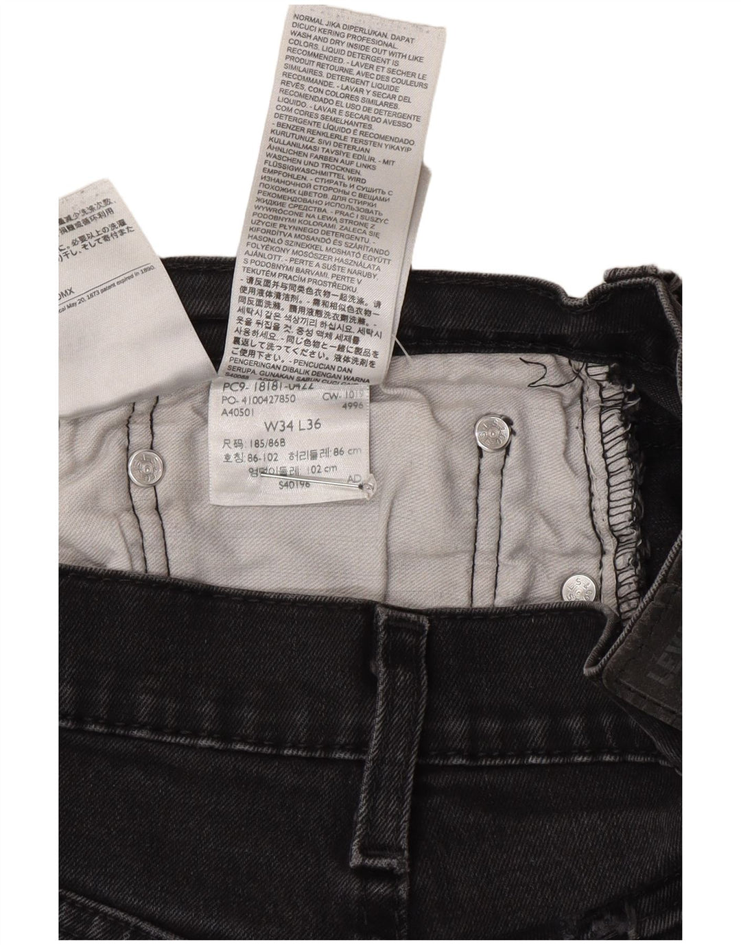 Levi's Jeans rectos 541 para hombre W34 L36 Algodón gris