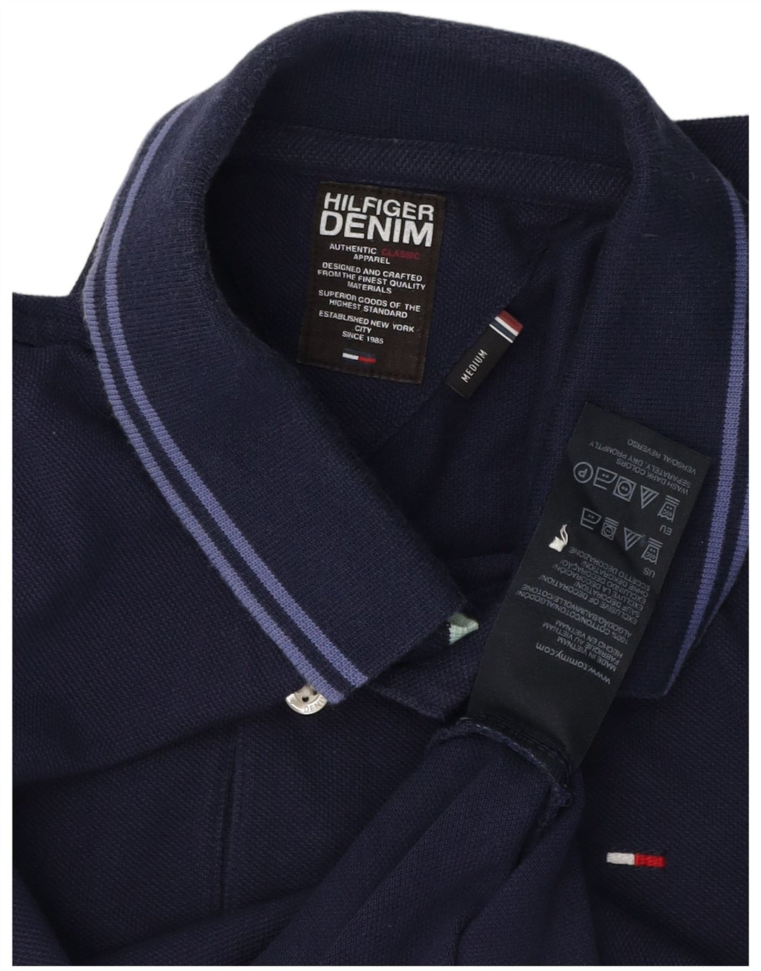TOMMY HILFIGER Polo de manga larga para hombre Algodón azul marino medio