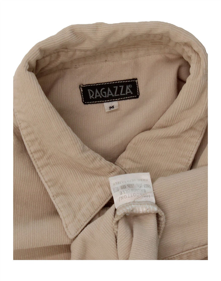 RAGAZZA Womens Oversized Corduroy Shirt UK 14 Medium Beige Cotton Vintage Ragazza and Second-Hand Ragazza from Messina Hembry 