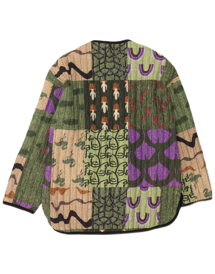 Vintage mujer 5 botones Blazer chaqueta Reino Unido 14 medio multicolor patchwork