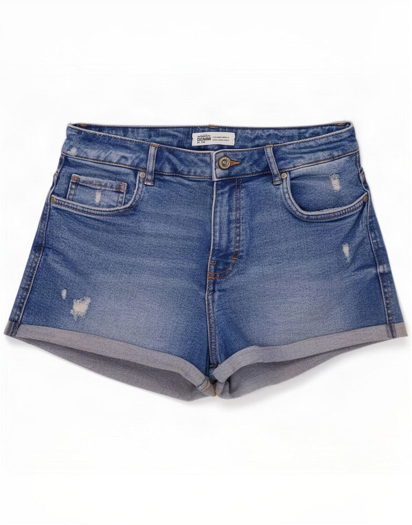 Pantalones cortos de mezclilla desgastados para mujer Zara EU 40 Medium W30 Azul