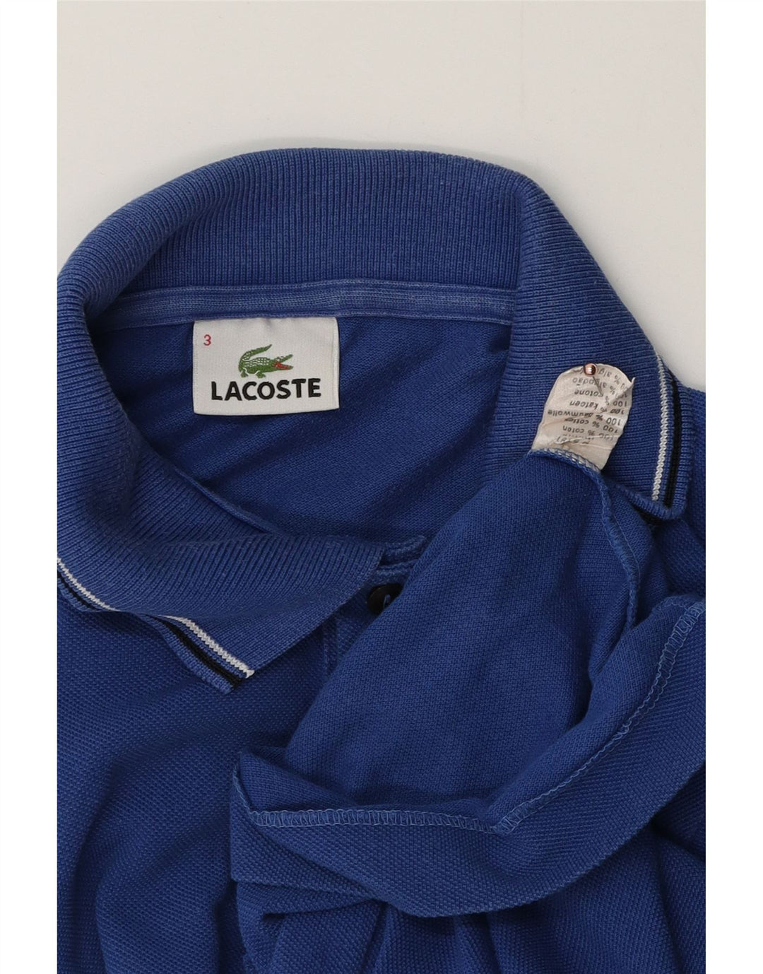 LACOSTE Polo para hombre talla 3 pequeño algodón azul marino