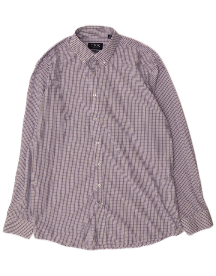 Chaps Camisa de corte regular para hombre, talla 16 16,5, viscosa azul grande a cuadros