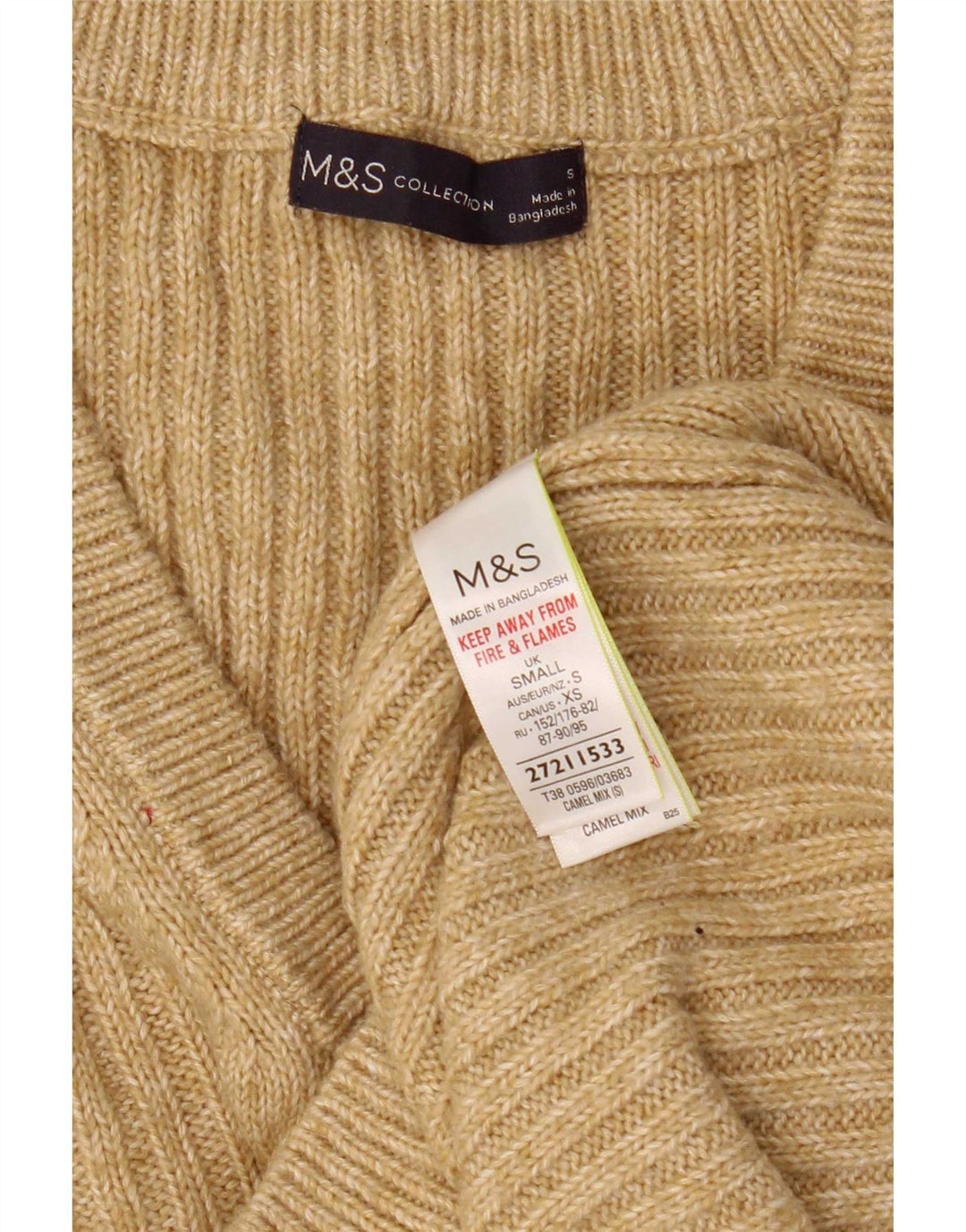 Marks & Spencer Camiseta sin mangas para mujer UK 10 Small Beige Cotton