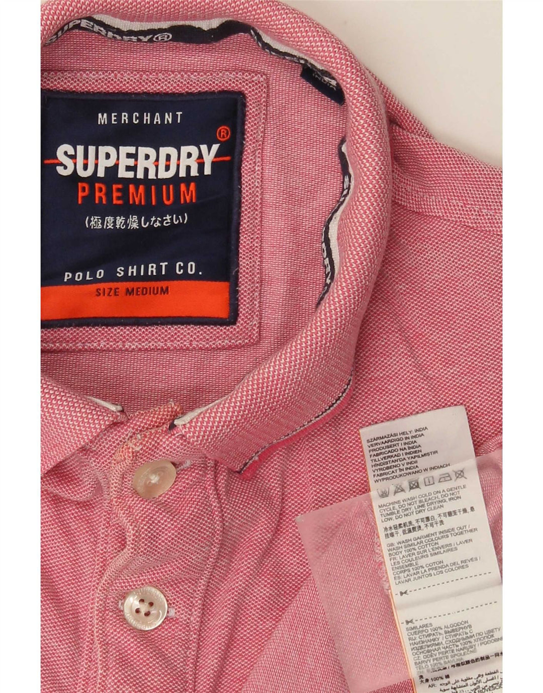 Superdry Polo para hombre de algodón moteado en rosa medio