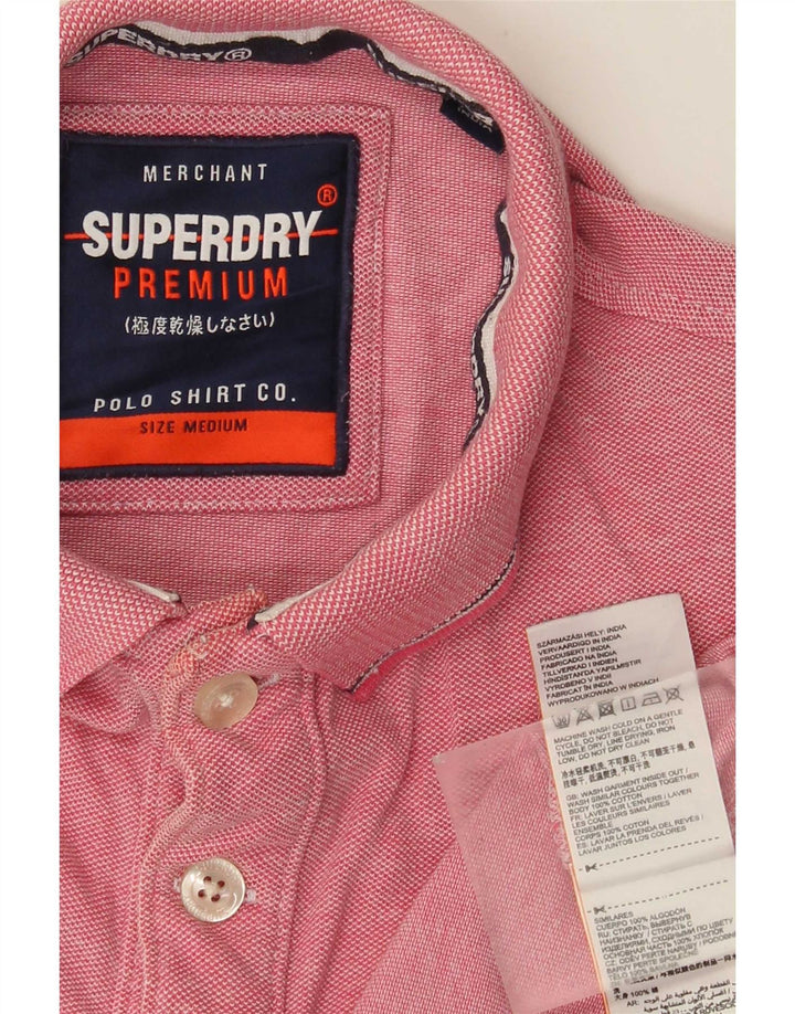 Superdry Polo para hombre de algodón moteado en rosa medio