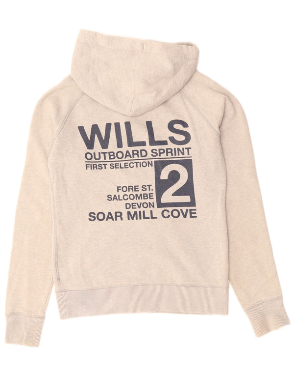 Jack Wills Sudadera con capucha y cremallera gráfica para mujer UK 10 Small Grey Cotton