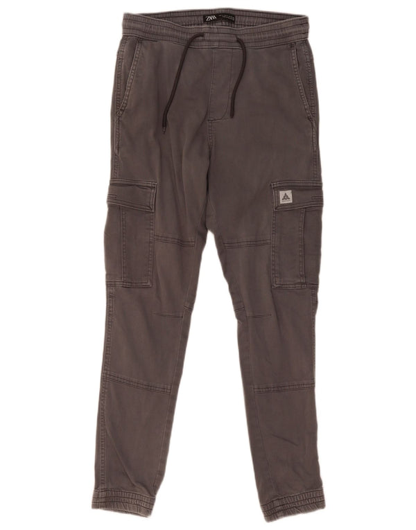Zara Mens Cargo Joggers Pantalones Cargo Pequeño W30 L29 Algodón Gris