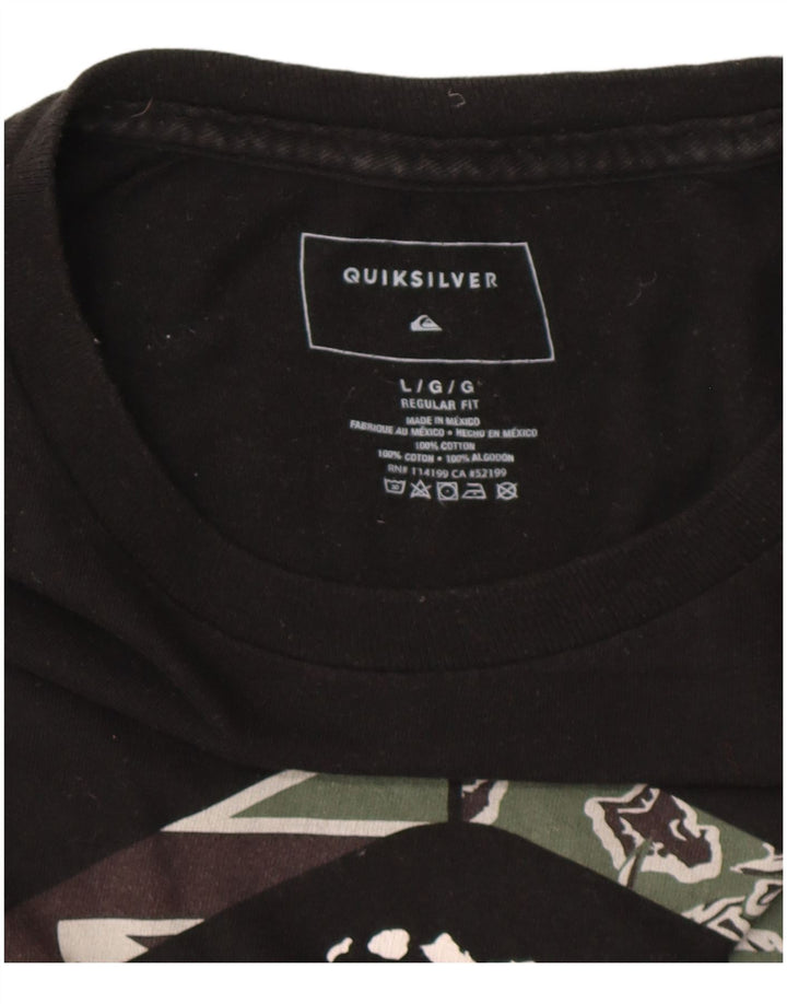 QUIKSILVER Camiseta gráfica Hawaii de ajuste regular para hombre Top grande de algodón negro