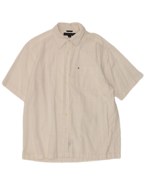 Tommy Hilfiger Camisa De Manga Corta De Algodón A Cuadros Blanco Mediano Hombre