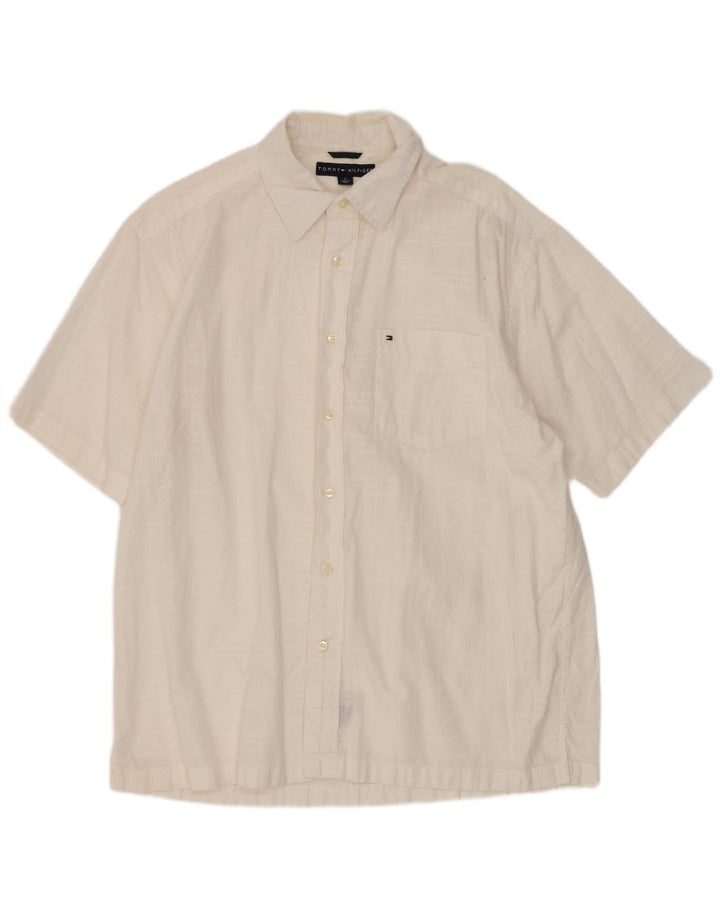 Tommy Hilfiger Camisa De Manga Corta De Algodón A Cuadros Blanco Mediano Hombre
