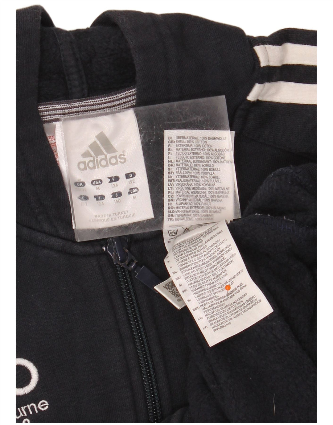 ADIDAS Sudadera con capucha y cremallera para niño 11-12 años Azul marino Algodón