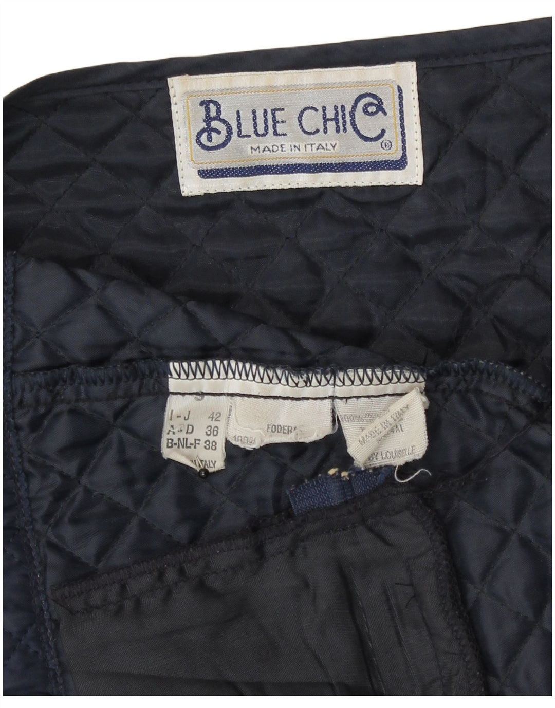 Chaleco acolchado vintage para mujer IT 42 Poliéster azul marino medio