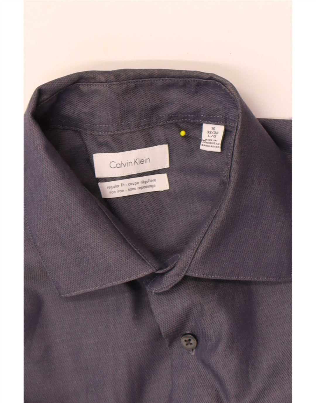 Calvin Klein Camisa de corte regular para hombre Talla 16 Grande Gris