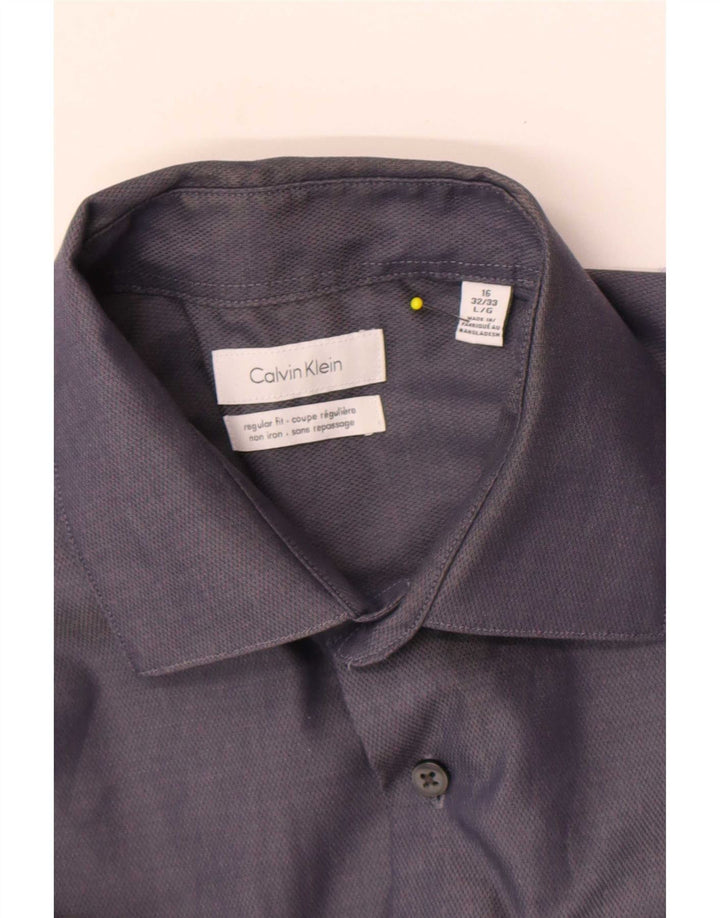 Calvin Klein Camisa de corte regular para hombre Talla 16 Grande Gris