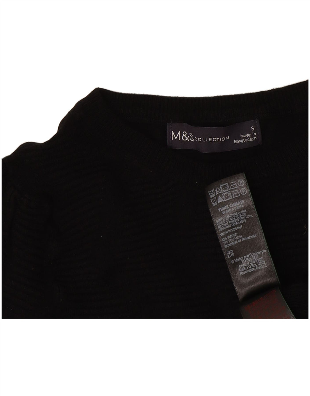 Marks & Spencer Suéter de cuello redondo para mujer UK 10 Small Black Classic