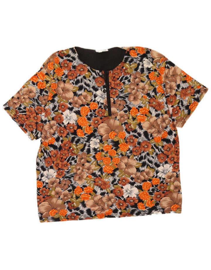 Vintage mujer blusa Top Reino Unido 14 medio multicolor floral