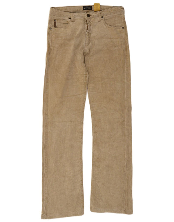Armani Mens Bootcut Pana Pantalones W30 L31 Algodón Beige