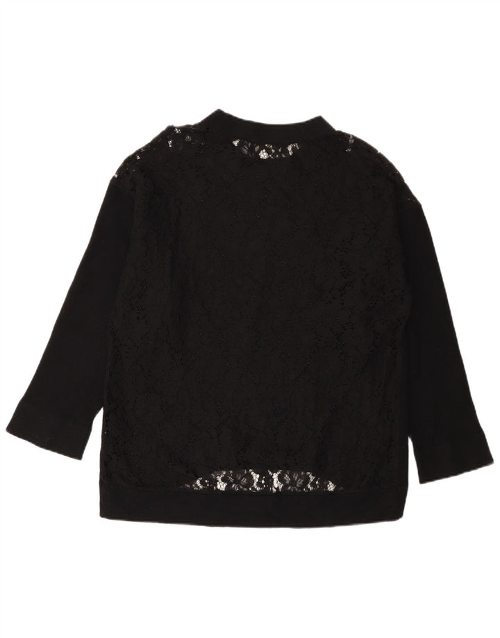 Zara Blusa extragrande de manga larga para mujer UK 10 Small Black
