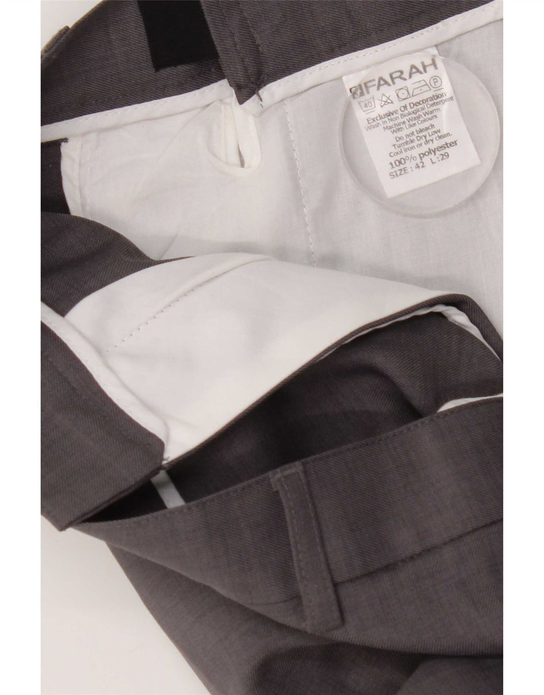 Farah Pantalón chino recto para hombre W42 L29 Poliéster gris