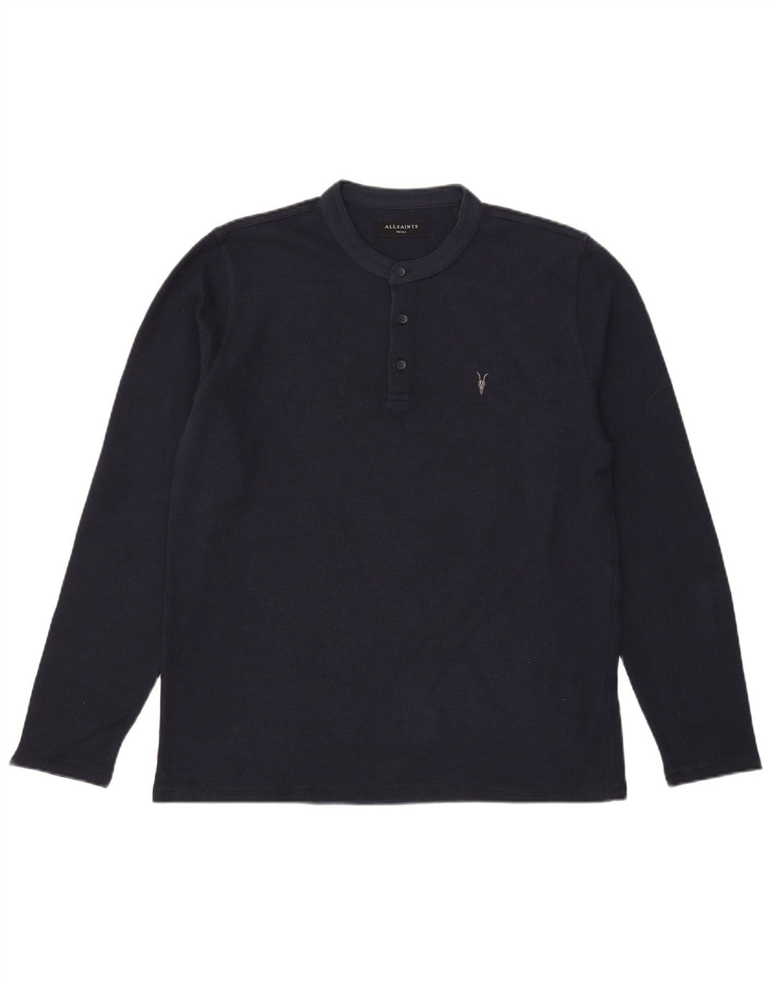All Saints Hombre Top Manga Larga Pequeño Algodón Azul Marino