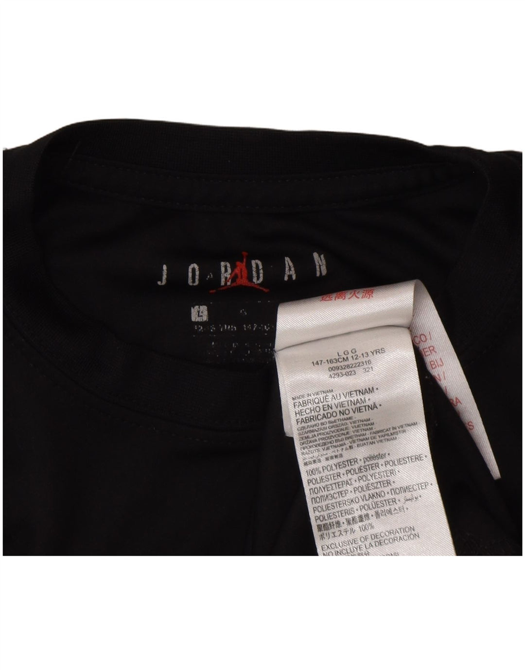 Jordan Boys Dri Fit Graphic Camiseta Top 12-13 años Grande Negro Poliéster
