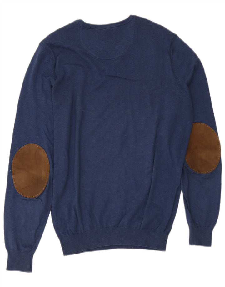 Jersey Massimo Dutti Hombre Cuello Pico Jersey Medio Azul Marino Algodón