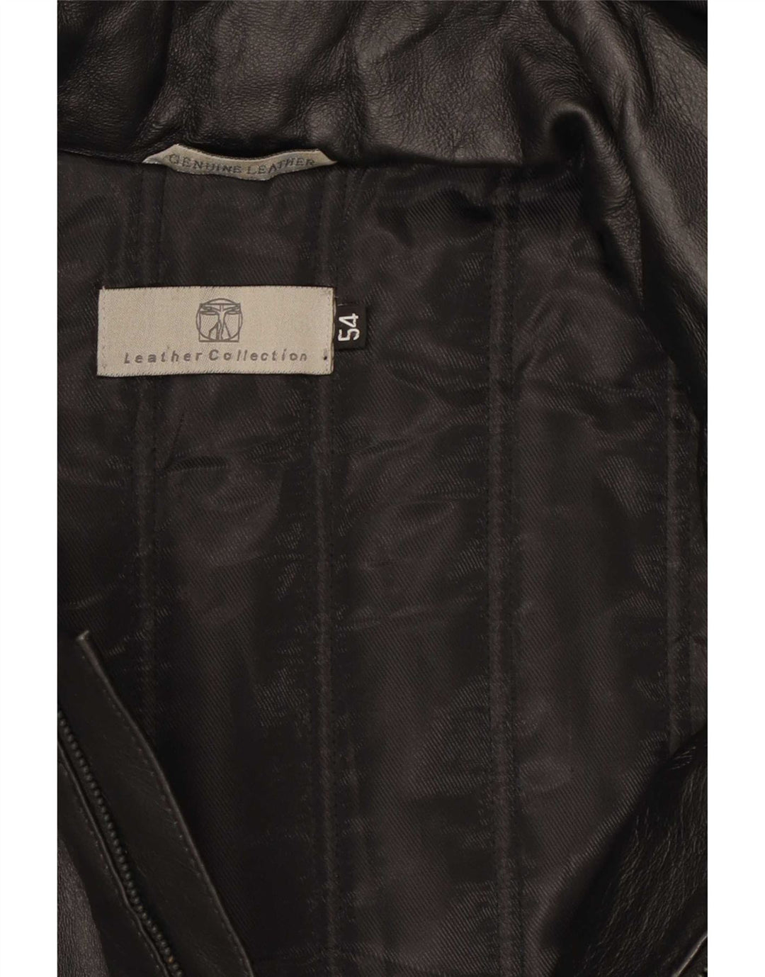 Chaqueta de cuero con capucha vintage para hombre IT 54 2XL Negro