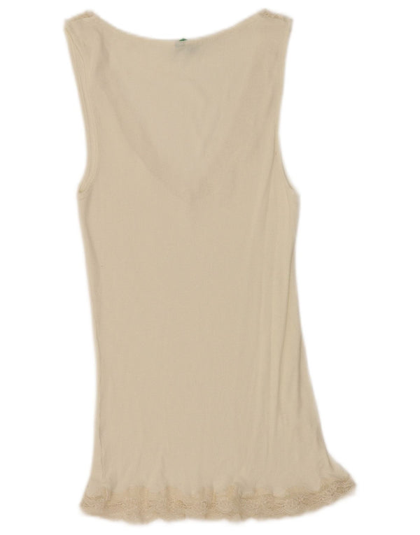 Benetton Blusa Sin Mangas Mujer UK 42 Medium Blanco