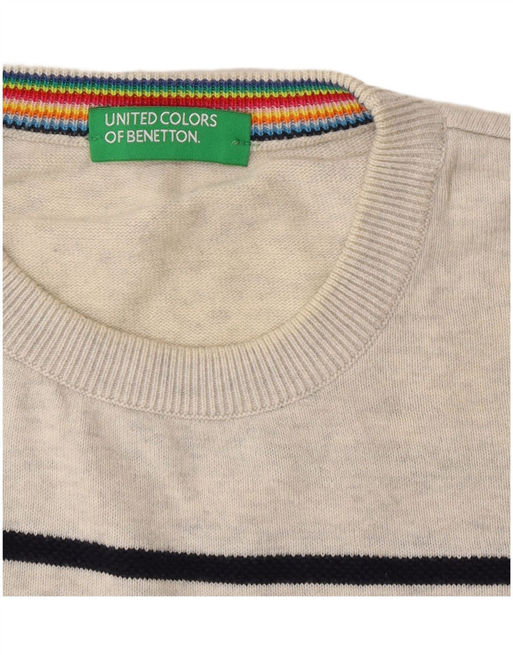 Benetton Jersey De Cuello Redondo Gris Medio A Rayas