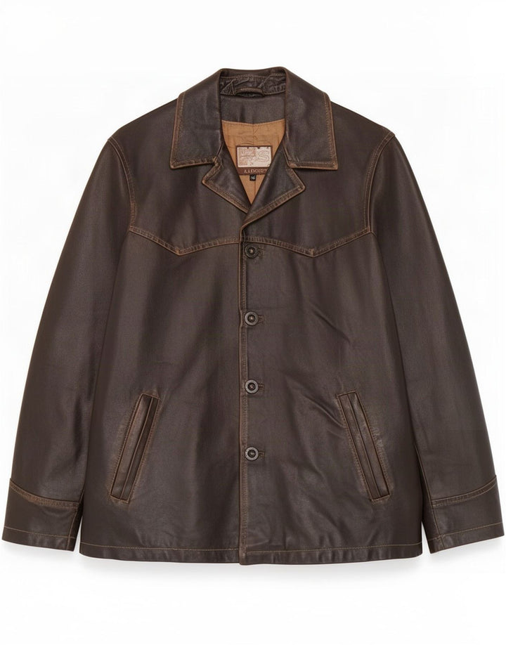 J.J.Scott Chaqueta de cuero para hombre IT 48 Marrón medio