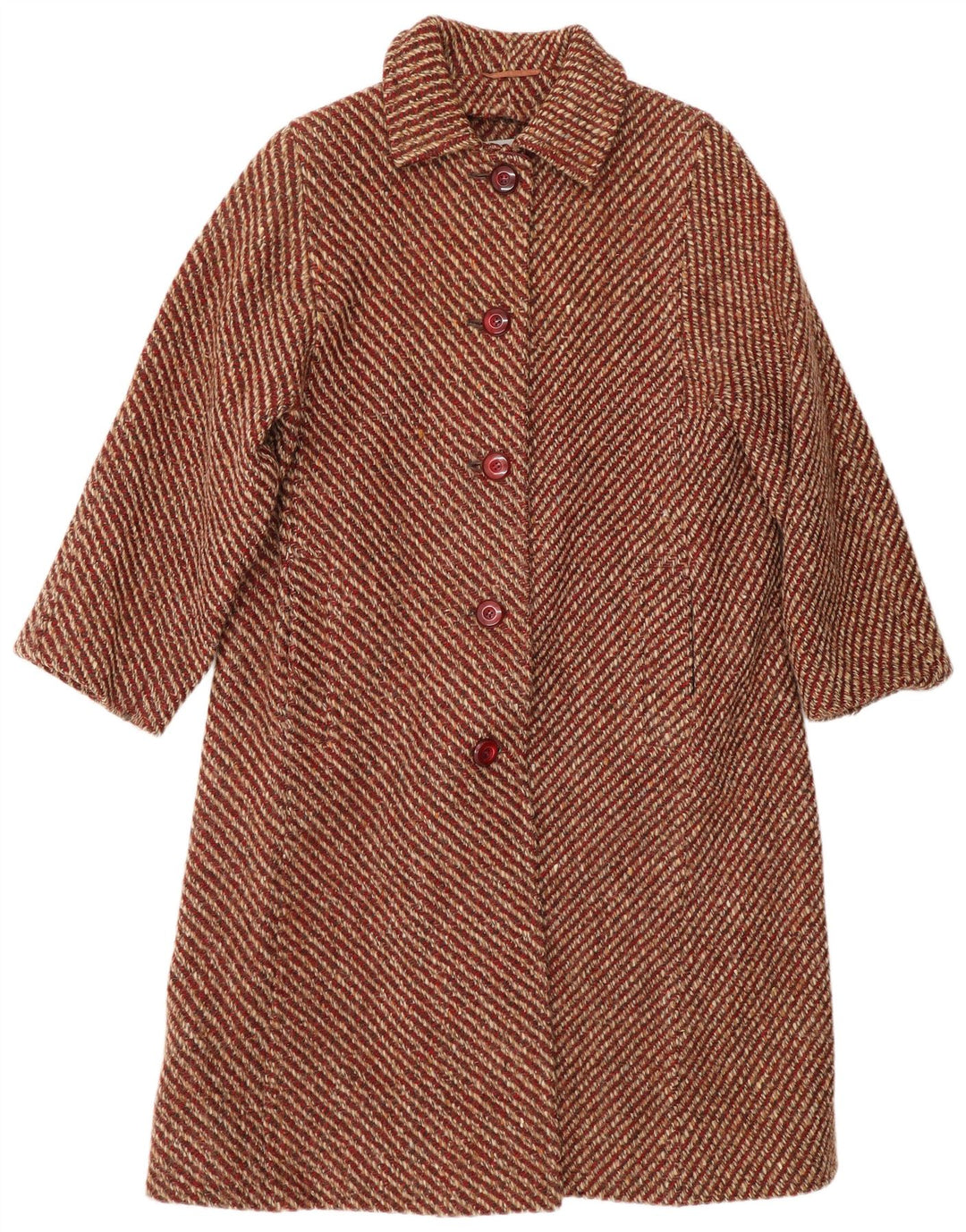 AQUASCUTUM Abrigo para mujer Reino Unido 12 Medio rojo moteado lana nueva clásico