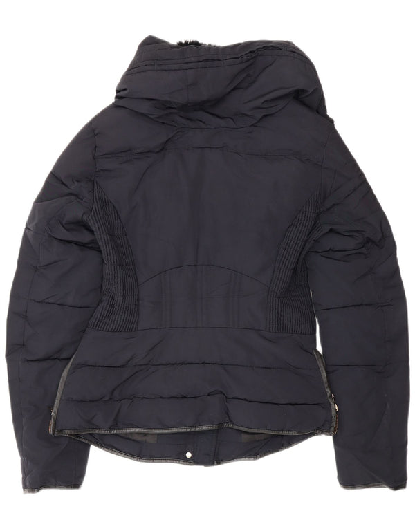 Zara Mujer Chaqueta Acolchada UK 6 XS Azul Marino