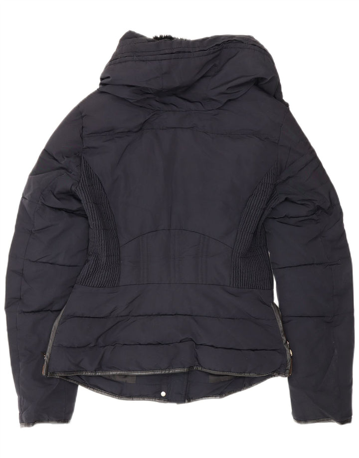 Zara Mujer Chaqueta Acolchada UK 6 XS Azul Marino