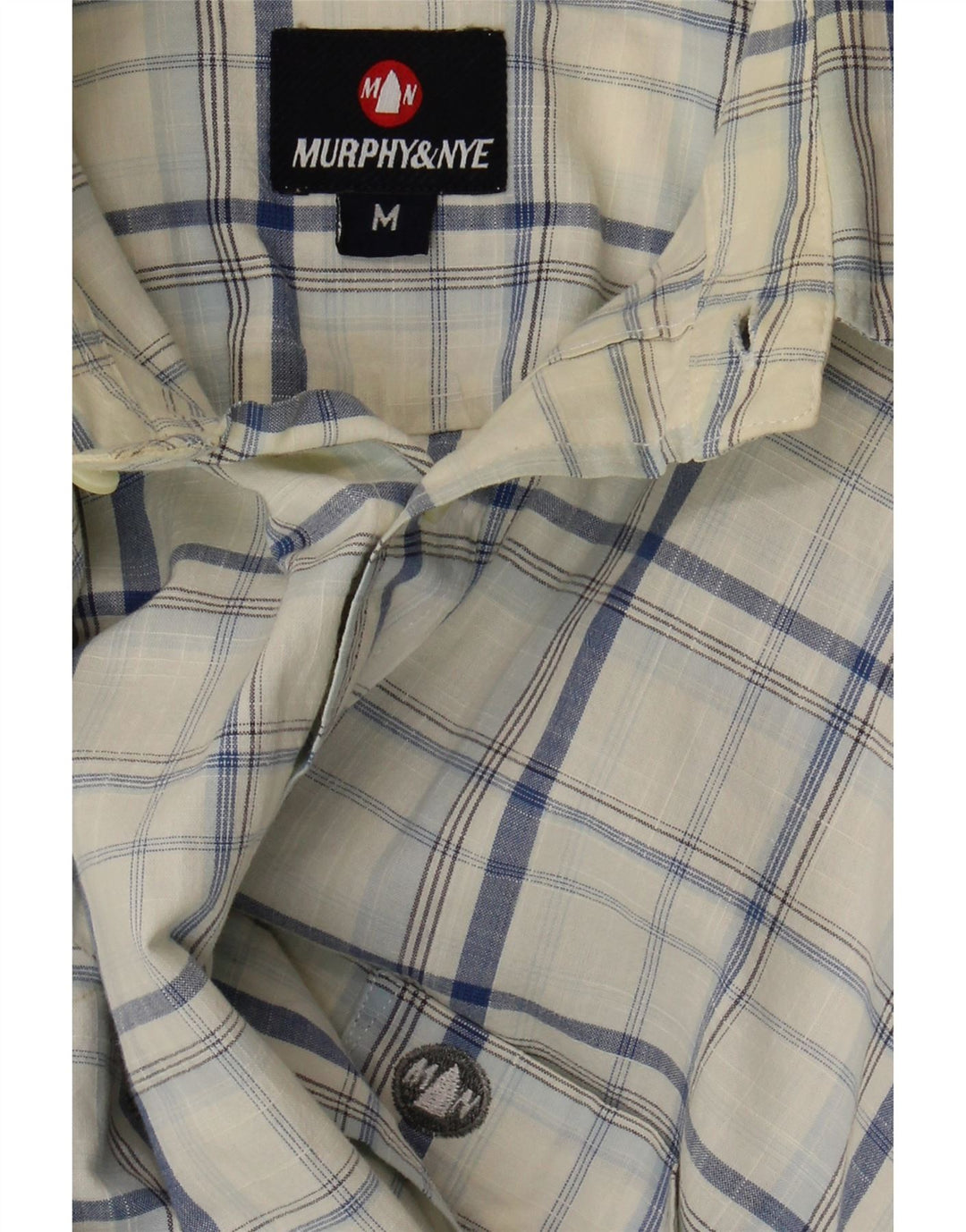 MURPHY & NYE Mens Shirt Medium Blue Check Cotton Vintage Murphy & Nye and Second-Hand Murphy & Nye from Messina Hembry 