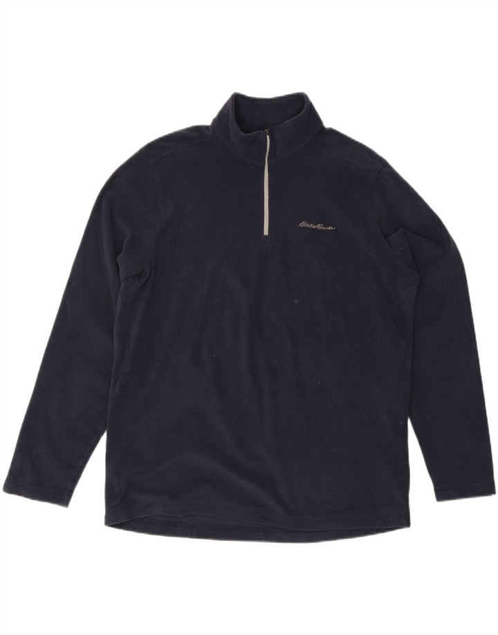 EDDIE BAUER Mens Zip Neck Fleece Jumper Large Navy Blue Polyester Vintage Eddie Bauer and Second-Hand Eddie Bauer from Messina Hembry 