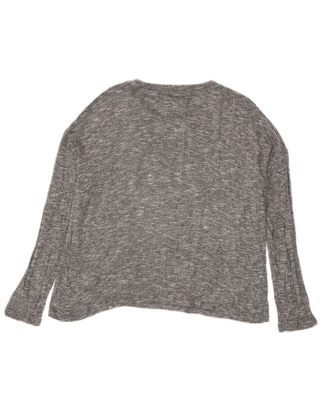 Zara Mujer Top Manga Larga UK 44 Viscosa Moteada Gris Medio