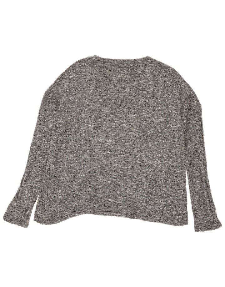 Zara Mujer Top Manga Larga UK 44 Viscosa Moteada Gris Medio