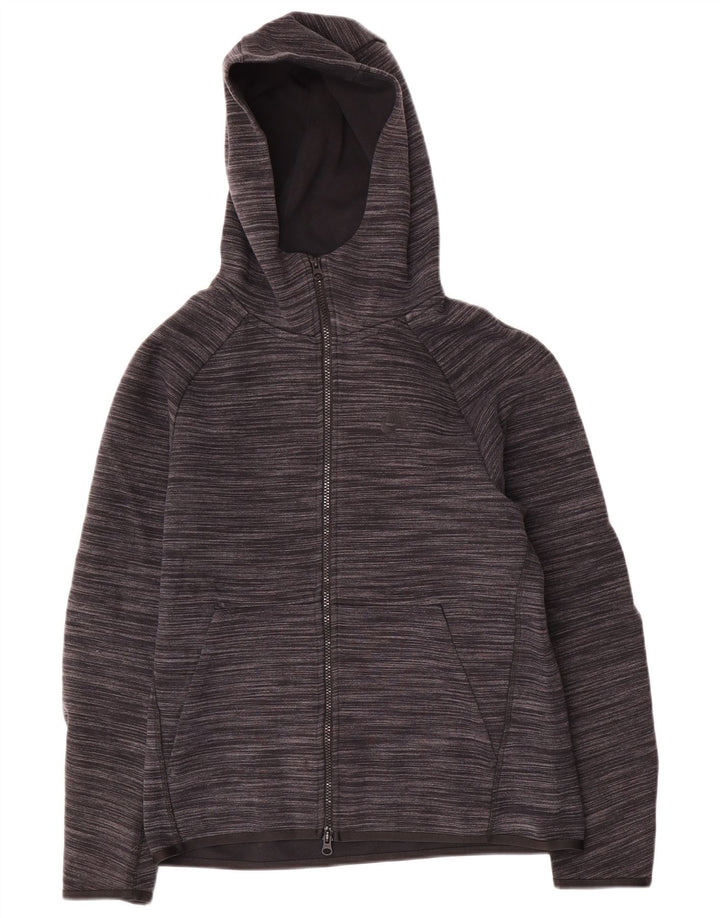 Nike Sudadera con capucha y cremallera para hombre, talla pequeña, algodón moteado gris