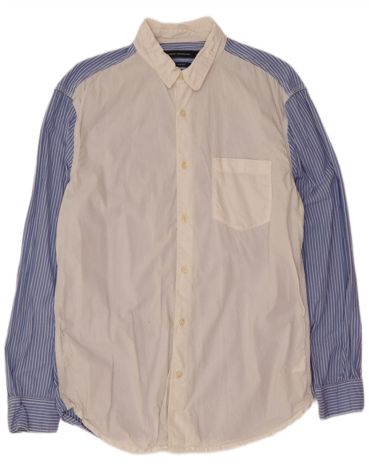 Camisa de hombre French Connection de algodón color block medio blanco