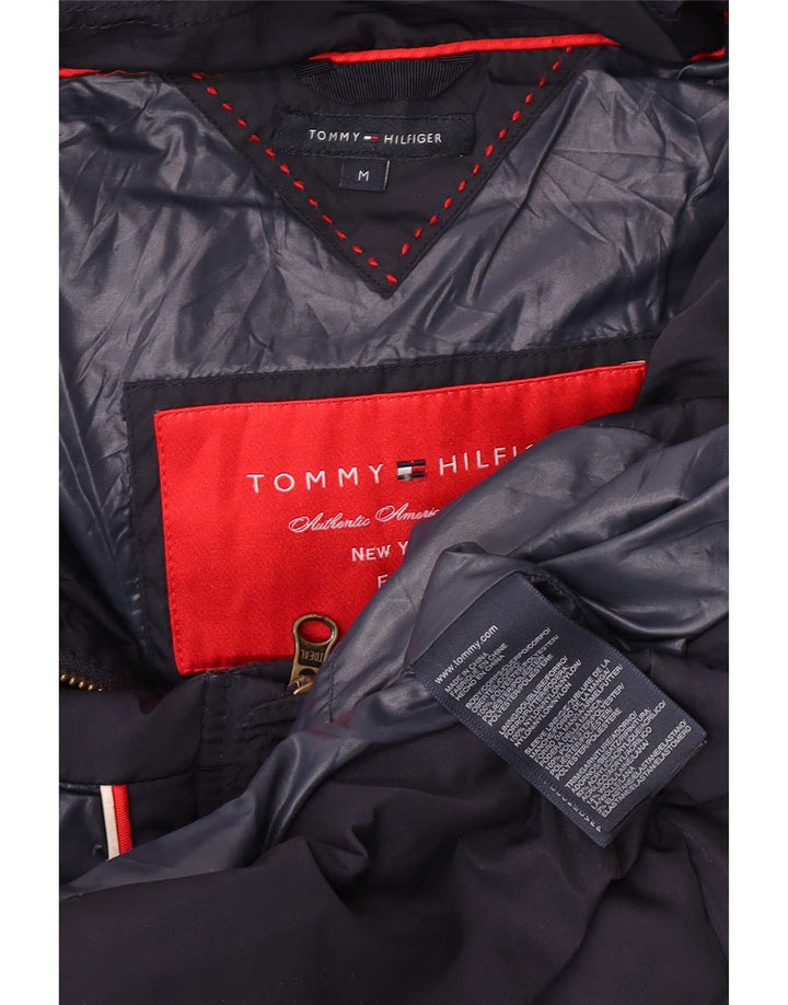 Tommy Hilfiger Chaqueta acolchada con capucha para mujer UK 12 Mediana Azul marino Poliéster