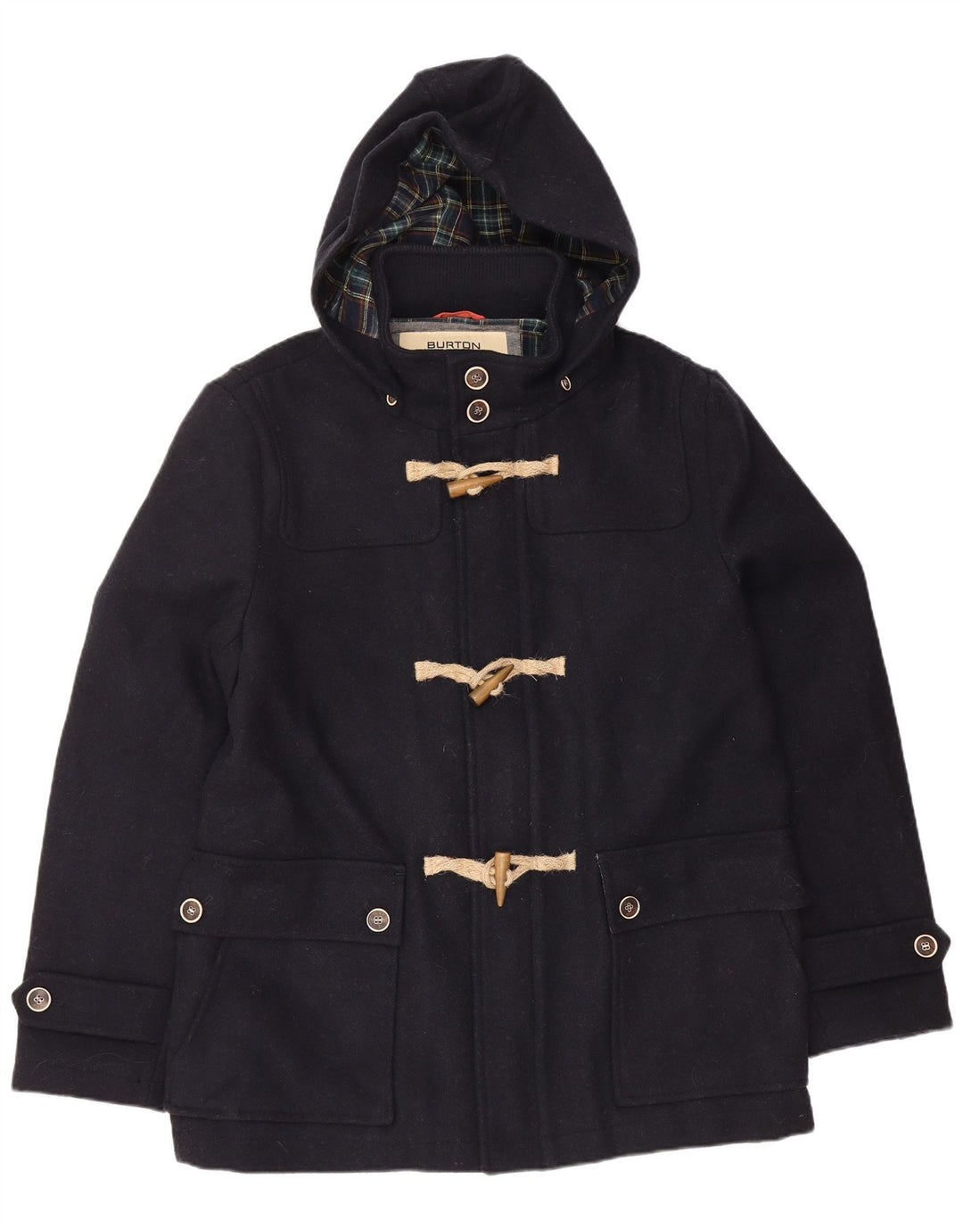 BURTON Chaqueta de lona con capucha para hombre UK 40 Large Lana azul marino