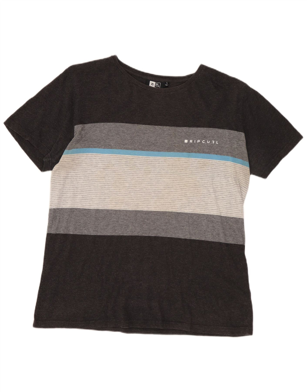 RIP CURL Camiseta de corte estándar para hombre Top pequeño gris a rayas
