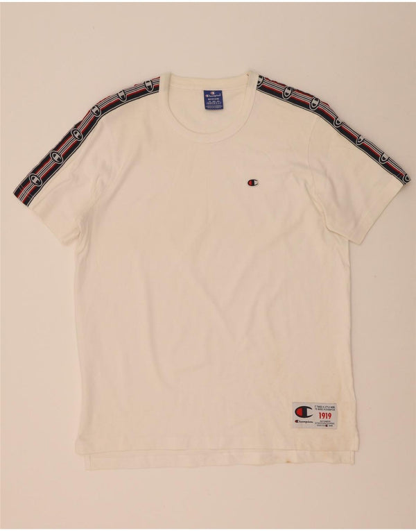 Champion Mens Graphic T-Shirt Top Medium White Colourblock