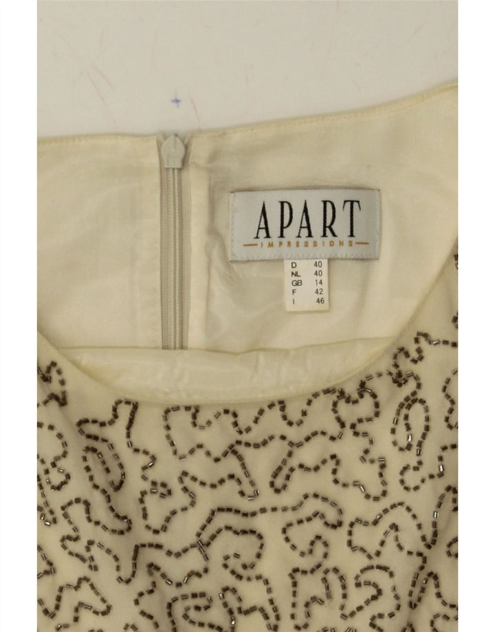 APART Womens Abstract Pattern Sleeveless Crop Top UK 14 Large Beige Vintage Apart and Second-Hand Apart from Messina Hembry 